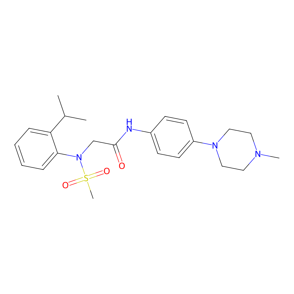 N-[4-(4-methylpiperazin-1-yl)phenyl]-2-(N-methylsulfonyl-2-propan-2-ylanilino)acetamide molecular structure, CAS 1286001-75-9