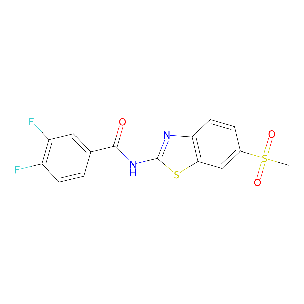 3,4-difluoro-N-(6-methanesulfonyl-1,3-benzothiazol-2-yl)benzamide molecular structure, CAS 1286037-81-7