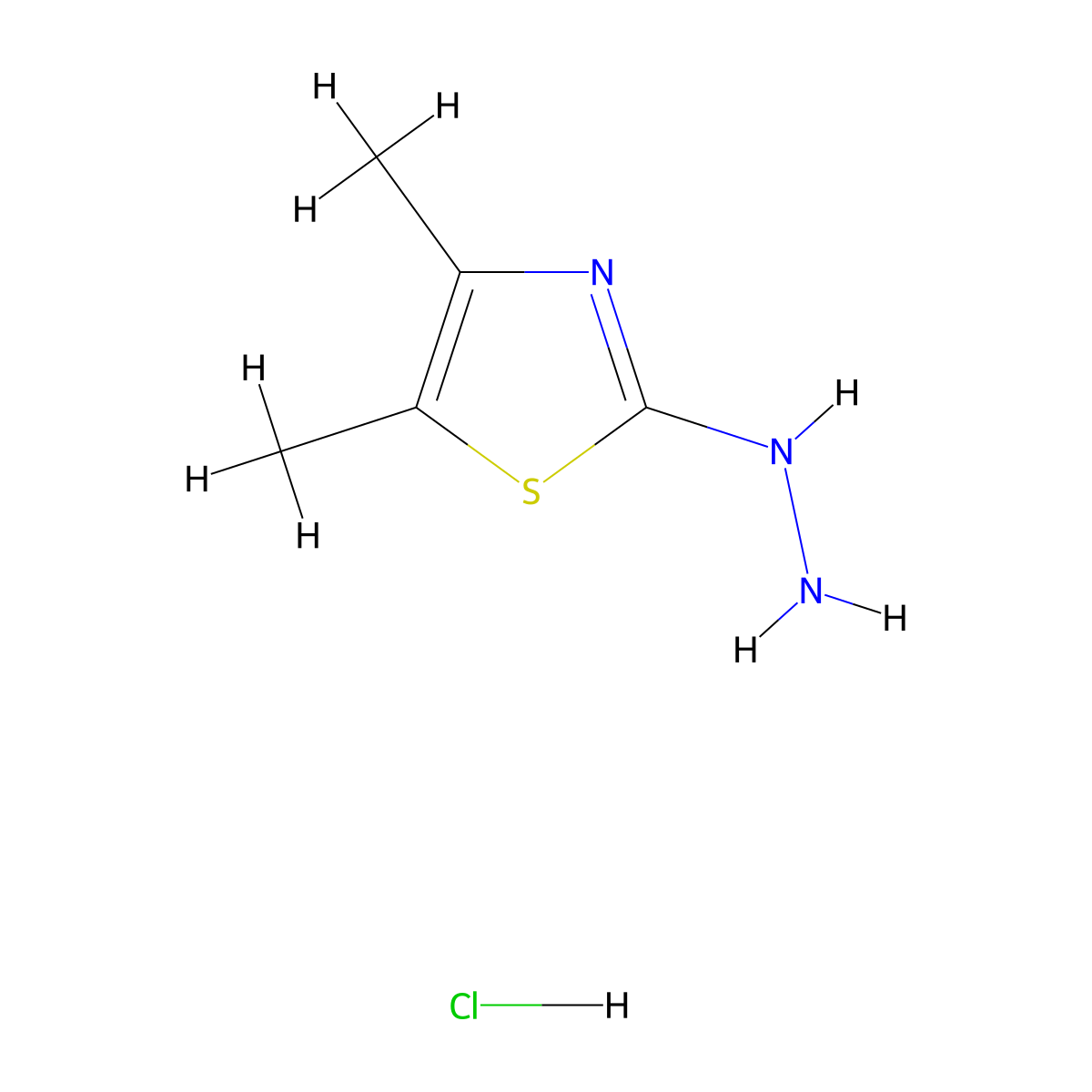 2-Hydrazinyl-4,5-dimethyl-1,3-thiazole hydrochloride molecular structure, CAS 128608-50-4