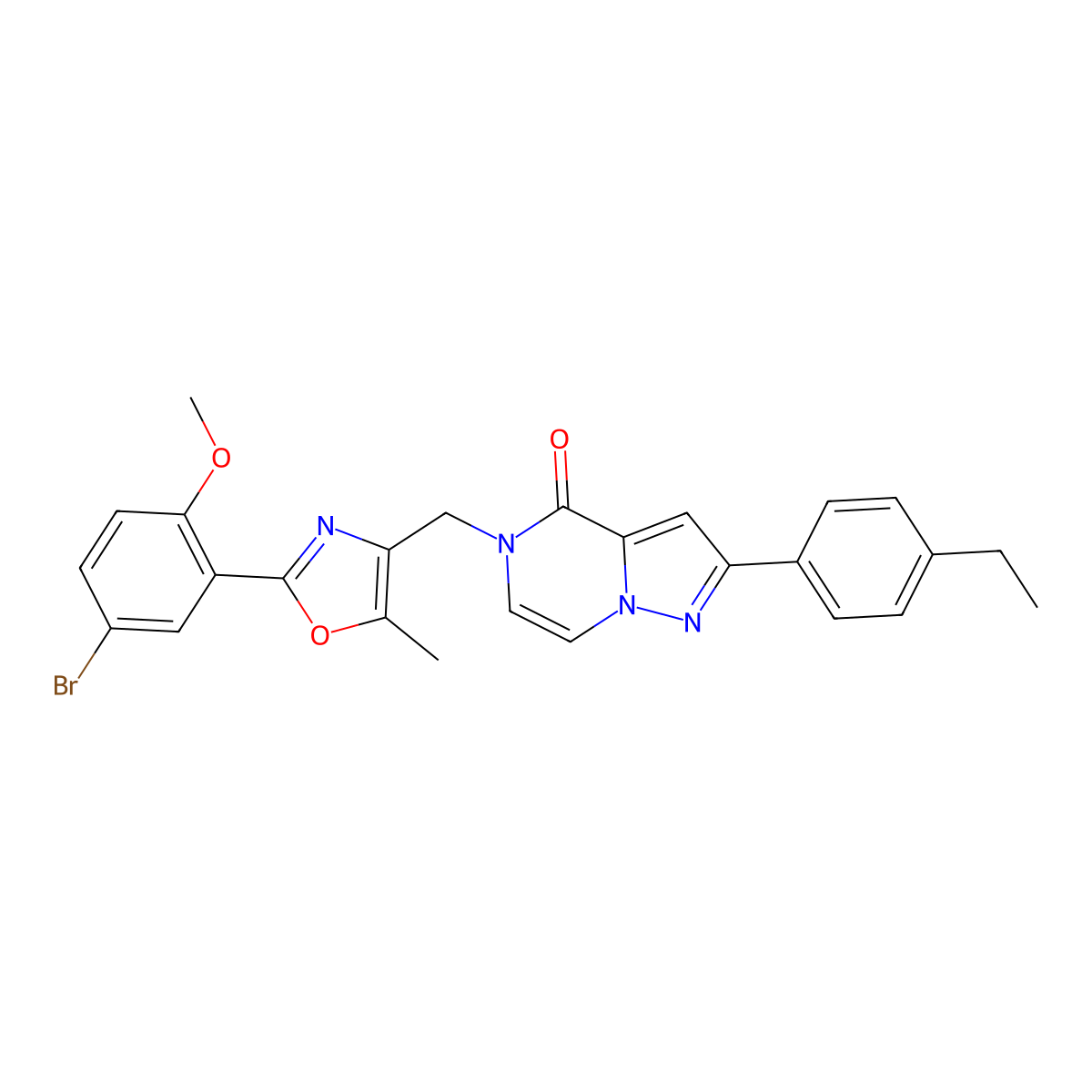 5-((2-(5-bromo-2-methoxyphenyl)-5-methyloxazol-4-yl)methyl)-2-(4-ethylphenyl)pyrazolo[1,5-a]pyrazin-4(5H)-one molecular structure, CAS 1286088-33-2