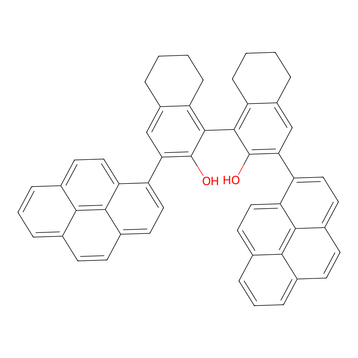 (S)-5,5',6,6',7,7',8,8'-Octahydro-3,3'-di-1-pyrenyl-[1,1'-binaphthalene]-2,2'-diol molecular structure, CAS 1286189-19-2
