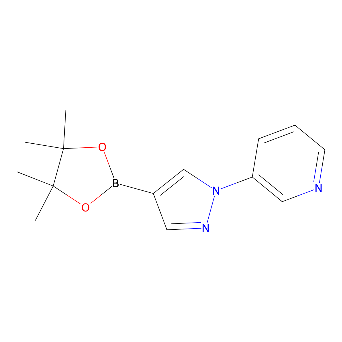 3-(4-(4,4,5,5-tetramethyl-1,3,2-dioxaborolan-2-yl)-1H-pyrazol-1-yl)pyridine molecular structure, CAS 1286202-05-8