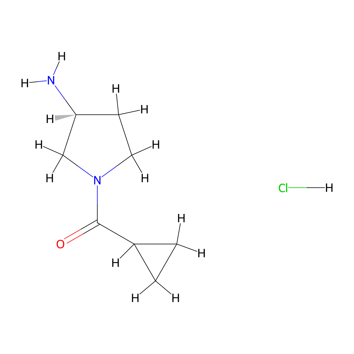 (S)-(3-Aminopyrrolidin-1-yl)(cyclopropyl)methanone hydrochloride molecular structure, CAS 1286207-03-1