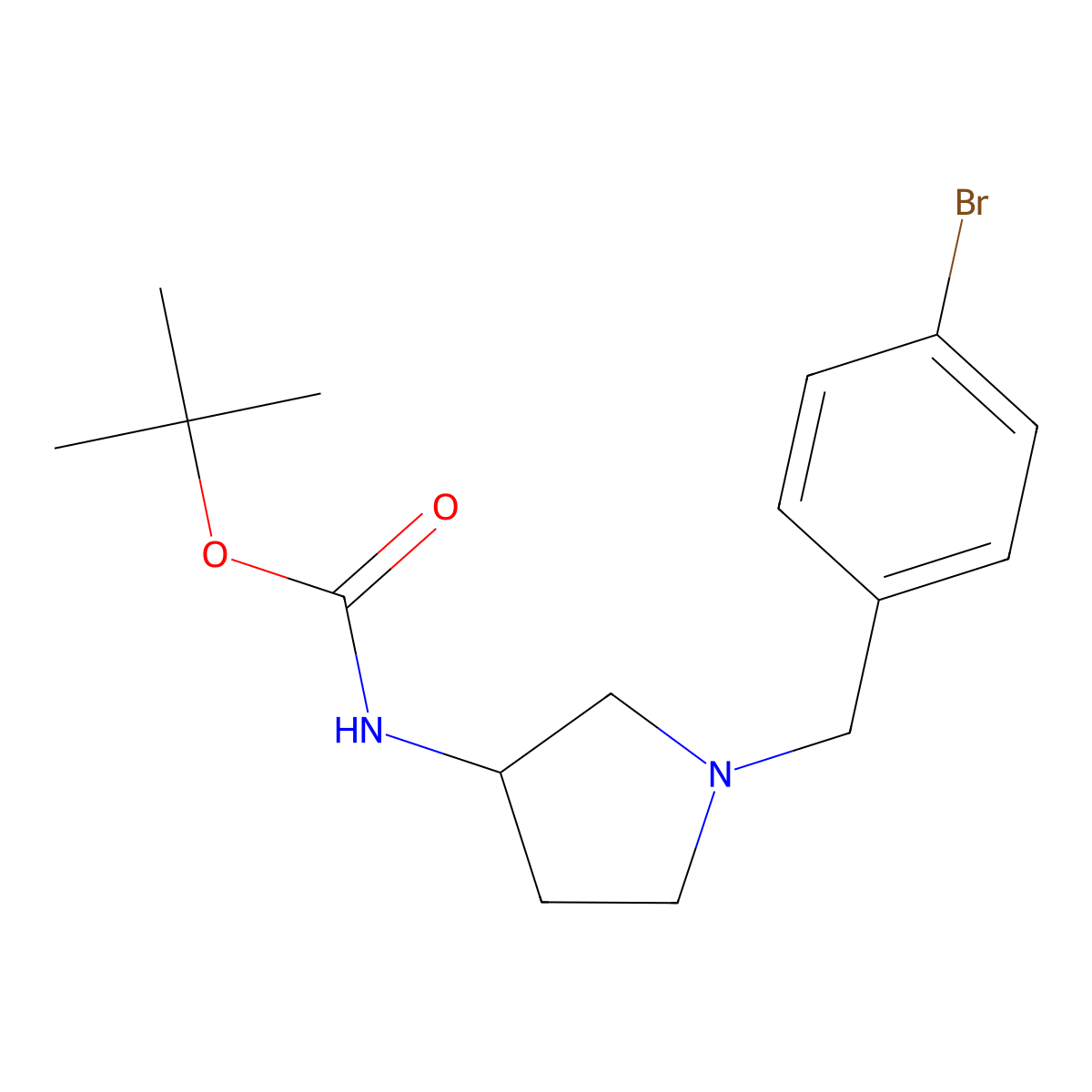 (R)-tert-Butyl 1-(4-bromobenzyl)pyrrolidin-3-ylcarbamate molecular structure, CAS 1286207-07-5