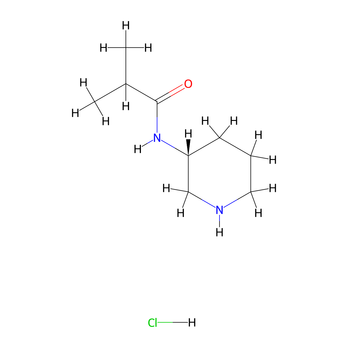 (R)-N-(Piperidin-3-yl)isobutyramide hydrochloride molecular structure, CAS 1286207-24-6