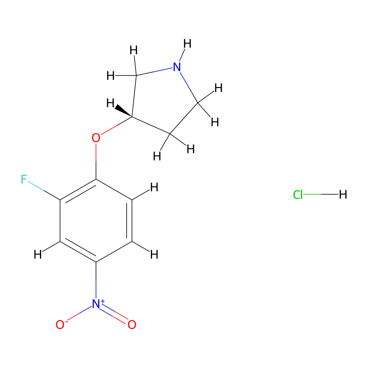 (S)-3-(2-Fluoro-4-nitrophenoxy)pyrrolidine hydrochloride molecular structure, CAS 1286207-27-9