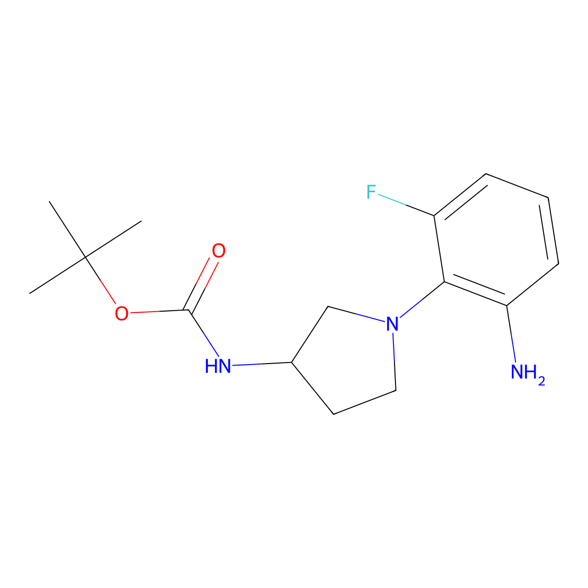 (S)-tert-Butyl 1-(2-amino-6-fluorophenyl)pyrrolidin-3-ylcarbamate molecular structure, CAS 1286207-29-1