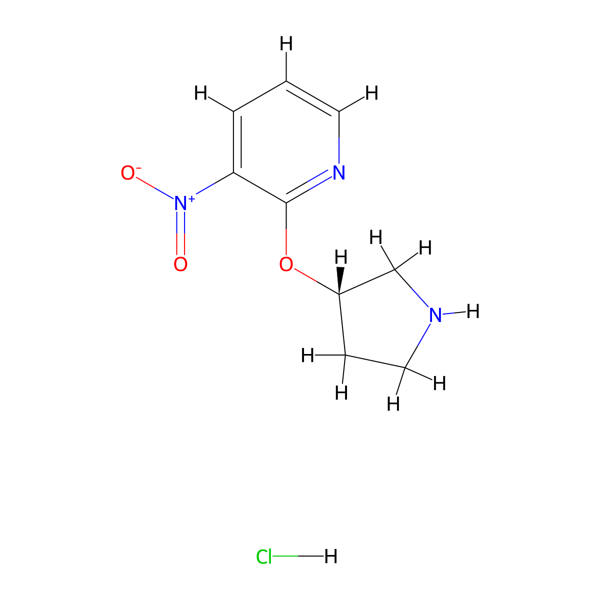 (S)-3-Nitro-2-(pyrrolidin-3-yloxy)pyridine hydrochloride molecular structure, CAS 1286207-32-6