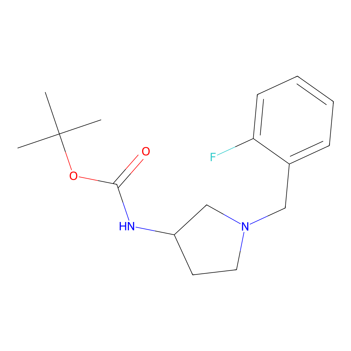 (S)-tert-Butyl 1-(2-fluorobenzyl)pyrrolidin-3-ylcarbamate molecular structure, CAS 1286207-34-8