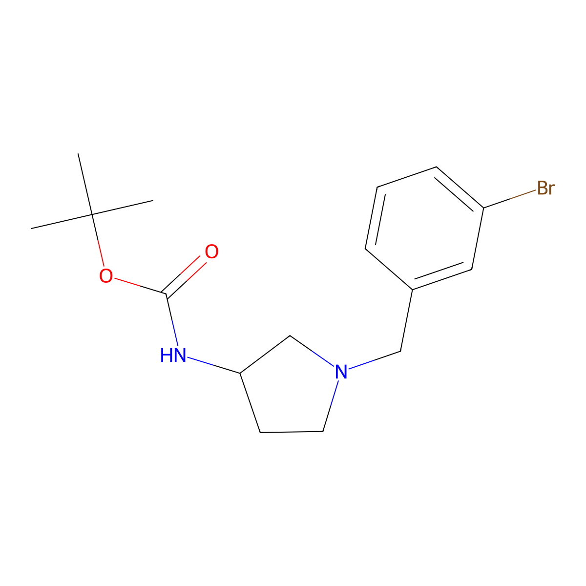 (S)-tert-Butyl 1-(3-bromobenzyl)pyrrolidin-3-ylcarbamate molecular structure, CAS 1286207-38-2