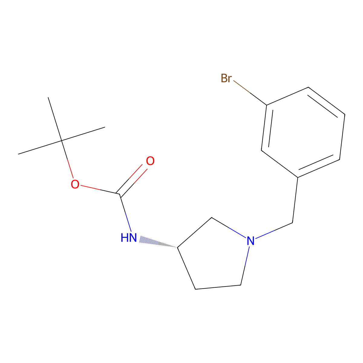 (S)-tert-Butyl 1-(3-bromobenzyl)pyrrolidin-3-ylcarbamate molecular structure, CAS 1286207-38-2