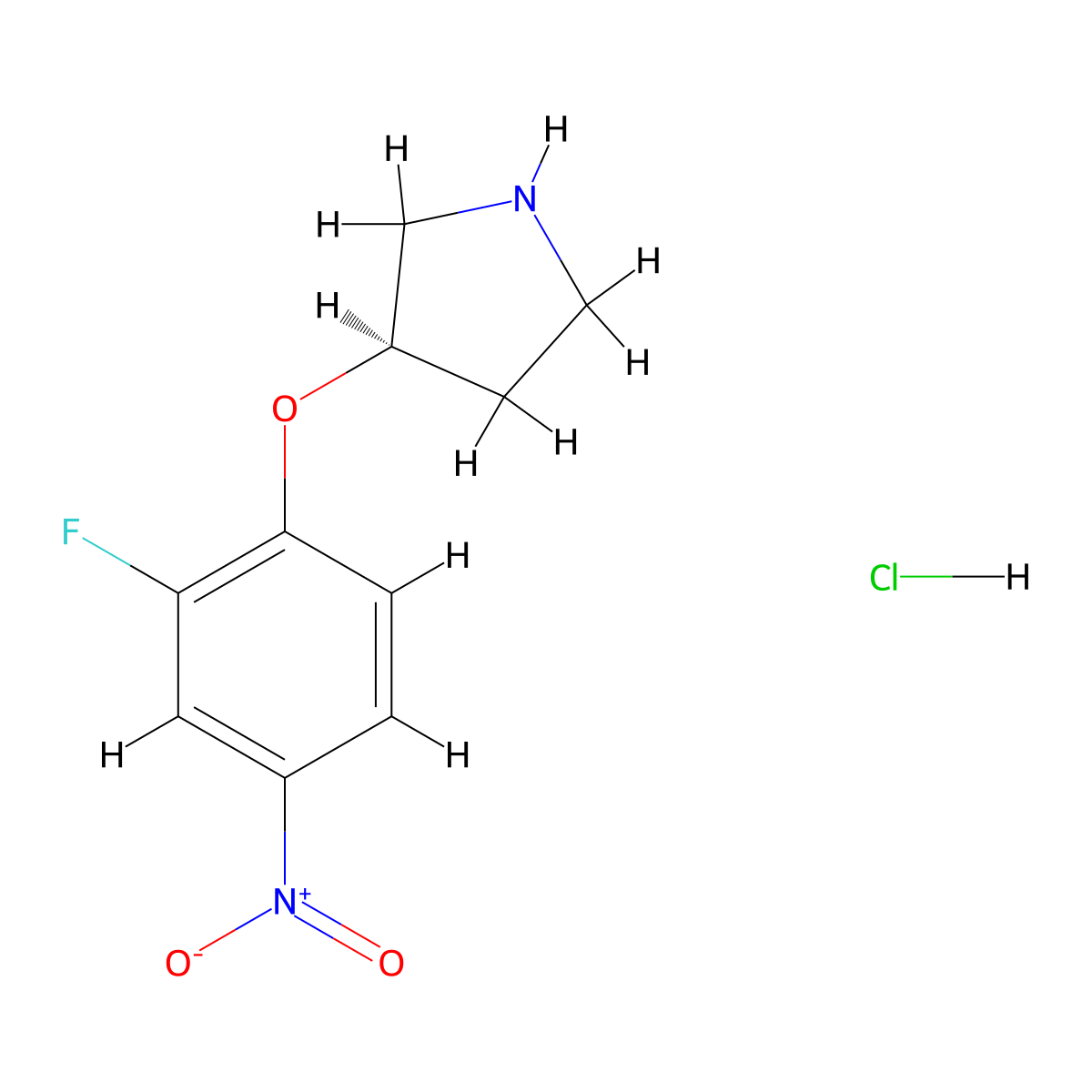 (R)-3-(2-Fluoro-4-nitrophenoxy)pyrrolidine hydrochloride molecular structure, CAS 1286207-39-3