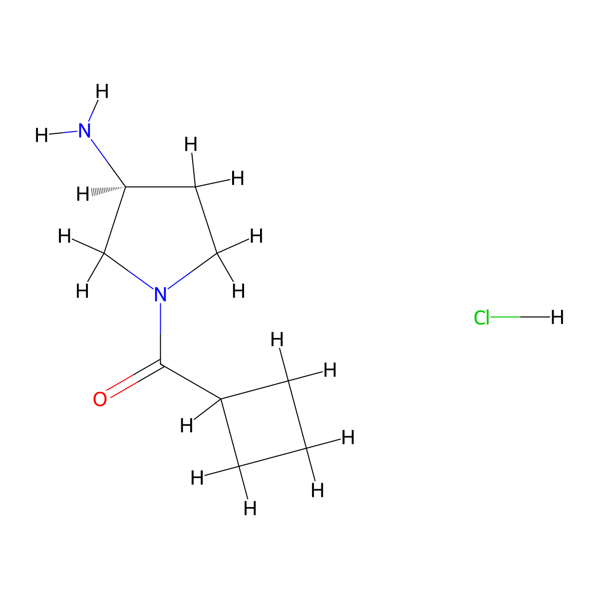 (S)-(3-Aminopyrrolidin-1-yl)(cyclobutyl)methanone hydrochloride molecular structure, CAS 1286207-40-6