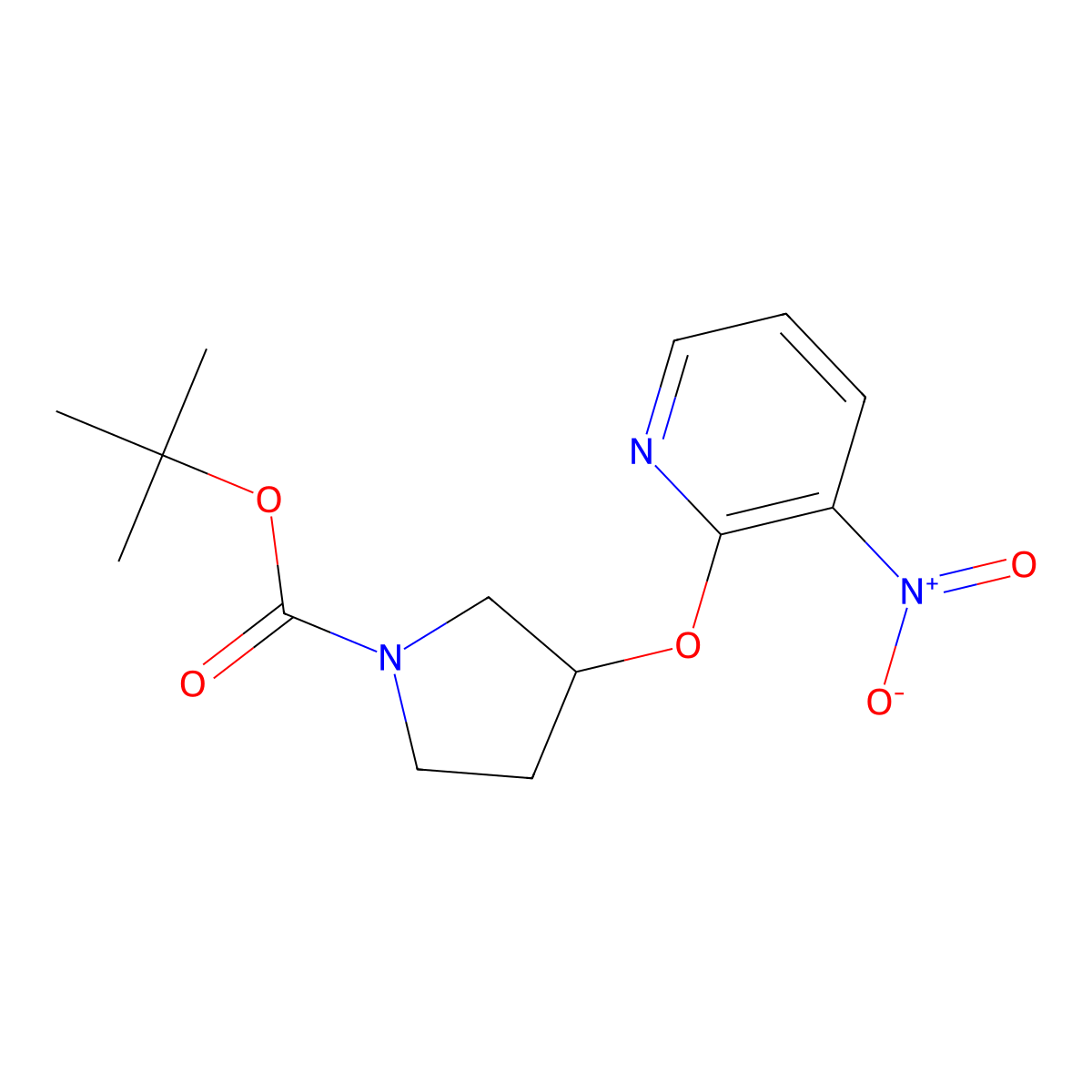 (S)-tert-Butyl 3-(3-nitropyridin-2-yloxy)pyrrolidine-1-carboxylate molecular structure, CAS 1286207-41-7