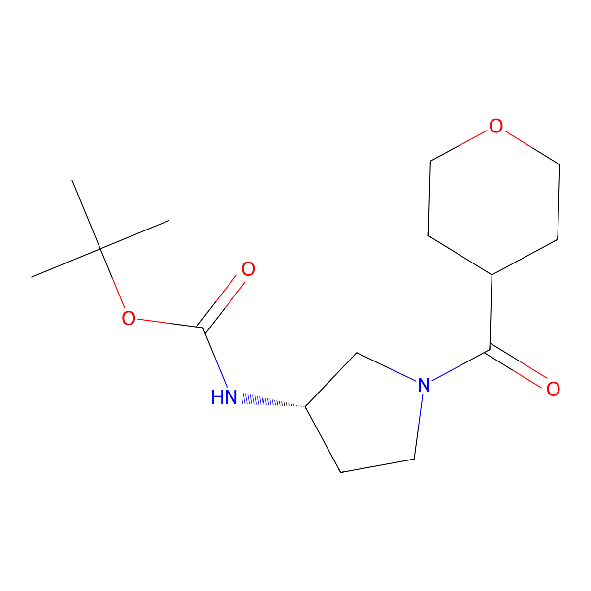 (S)-tert-Butyl 1-(tetrahydro-2H-pyran-4-carbonyl)pyrrolidin-3-ylcarbamate molecular structure, CAS 1286207-46-2