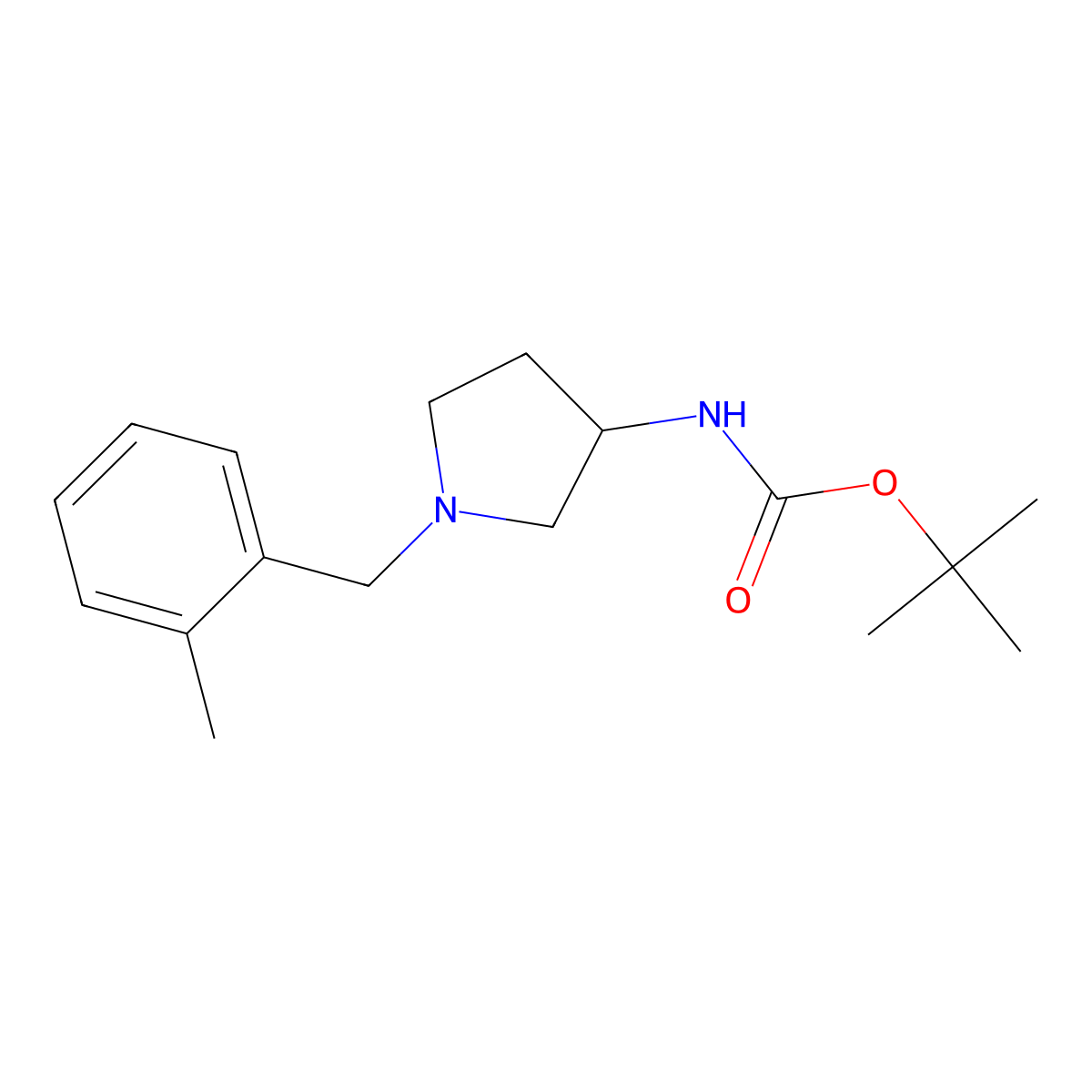 (S)-tert-Butyl 1-(2-methylbenzyl)pyrrolidin-3-ylcarbamate molecular structure, CAS 1286207-50-8