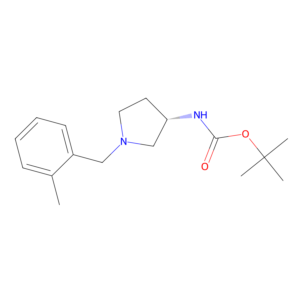 (S)-tert-Butyl 1-(2-methylbenzyl)pyrrolidin-3-ylcarbamate molecular structure, CAS 1286207-50-8