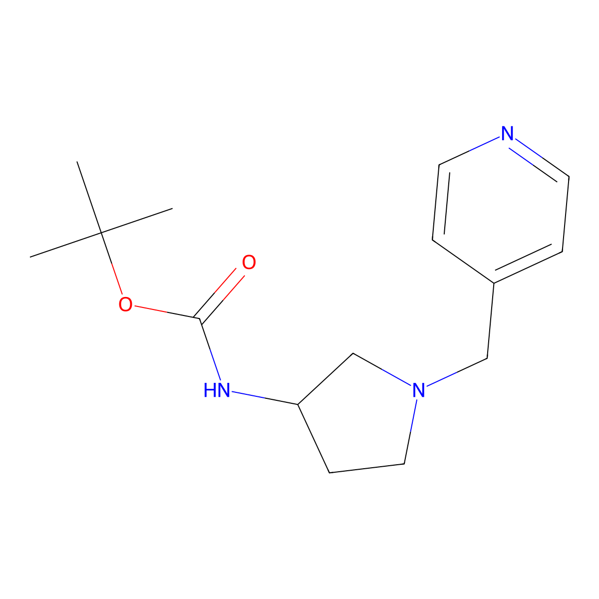 (R)-tert-Butyl 1-(pyridin-4-ylmethyl)pyrrolidin-3-ylcarbamate molecular structure, CAS 1286207-55-3