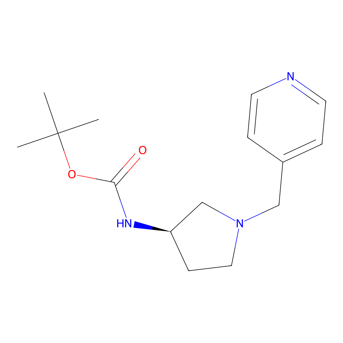 (R)-tert-Butyl 1-(pyridin-4-ylmethyl)pyrrolidin-3-ylcarbamate molecular structure, CAS 1286207-55-3