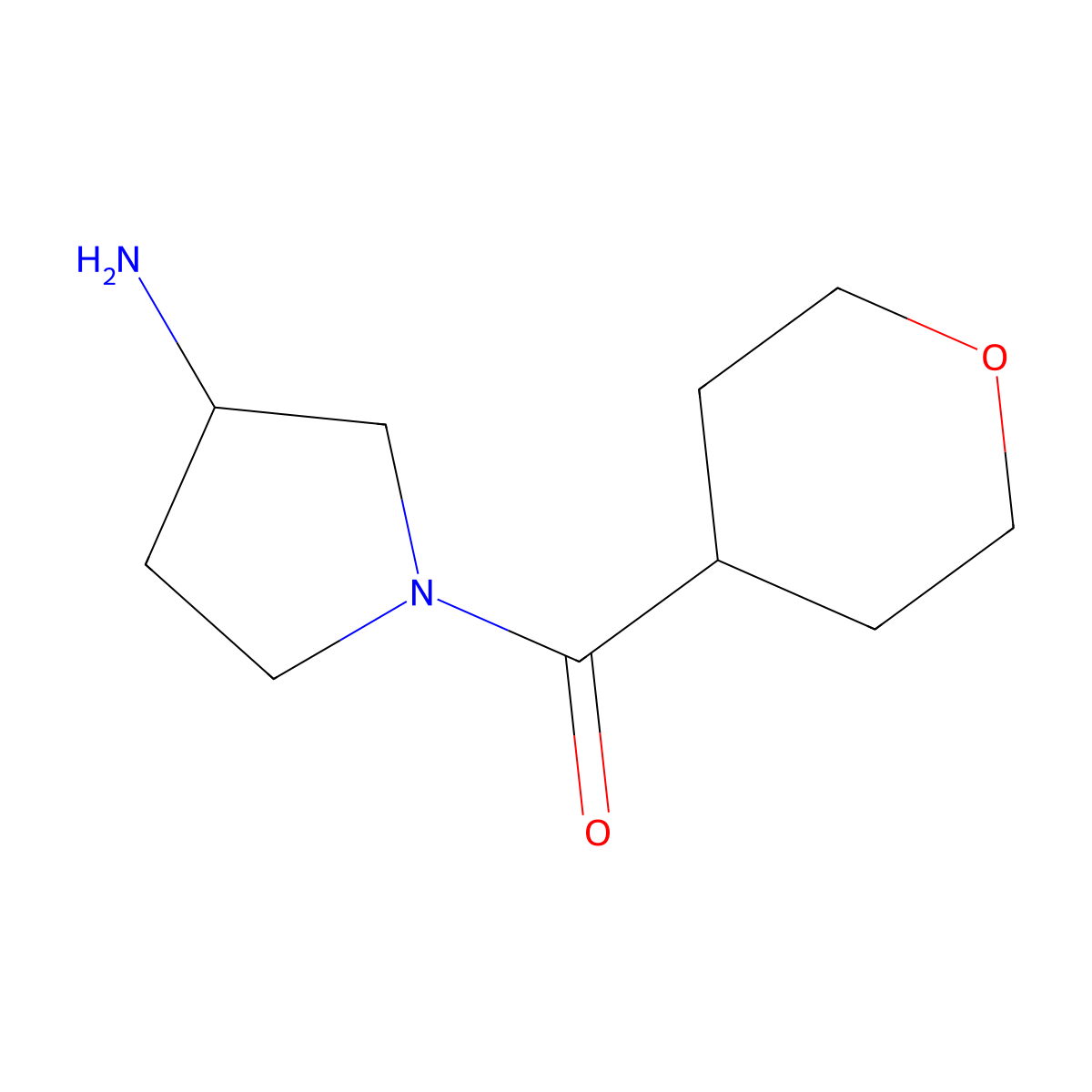 (S)-(3-Aminopyrrolidin-1-yl)(tetrahydro-2H-pyran-4-yl)methanone molecular structure, CAS 1286207-63-3