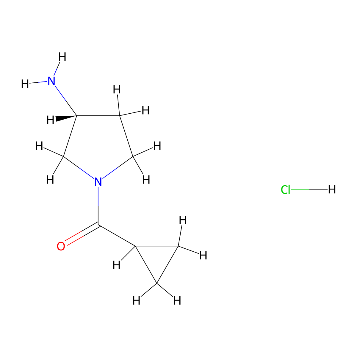 (R)-(3-Aminopyrrolidin-1-yl)(cyclopropyl)methanone hydrochloride molecular structure, CAS 1286207-68-8