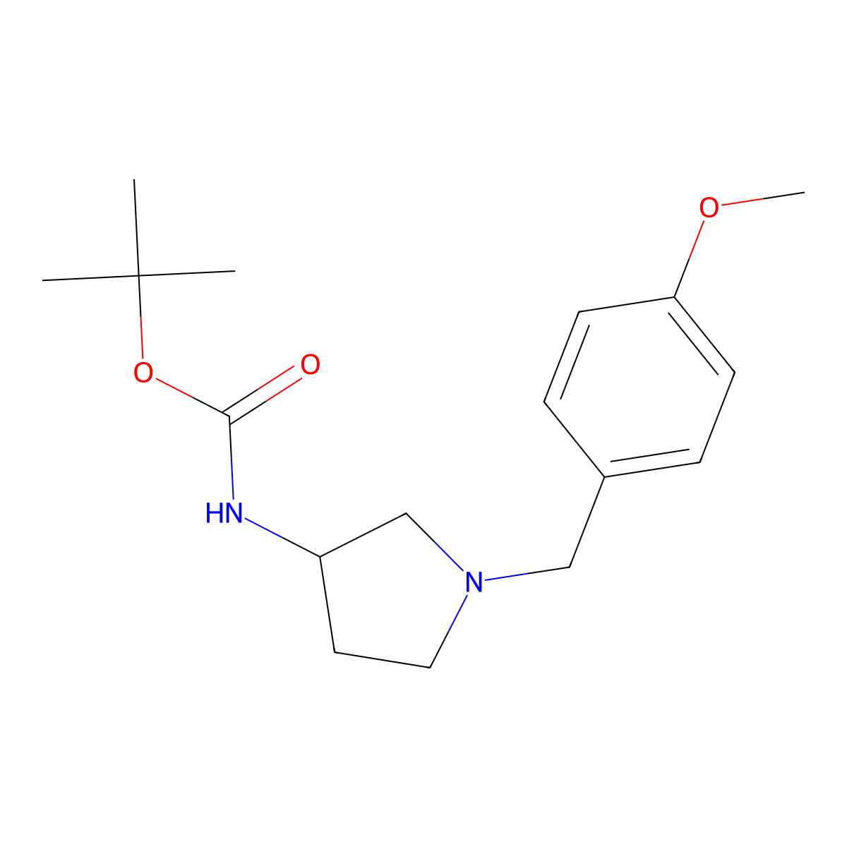 (S)-tert-Butyl 1-(4-methoxybenzyl)pyrrolidin-3-ylcarbamate molecular structure, CAS 1286207-69-9