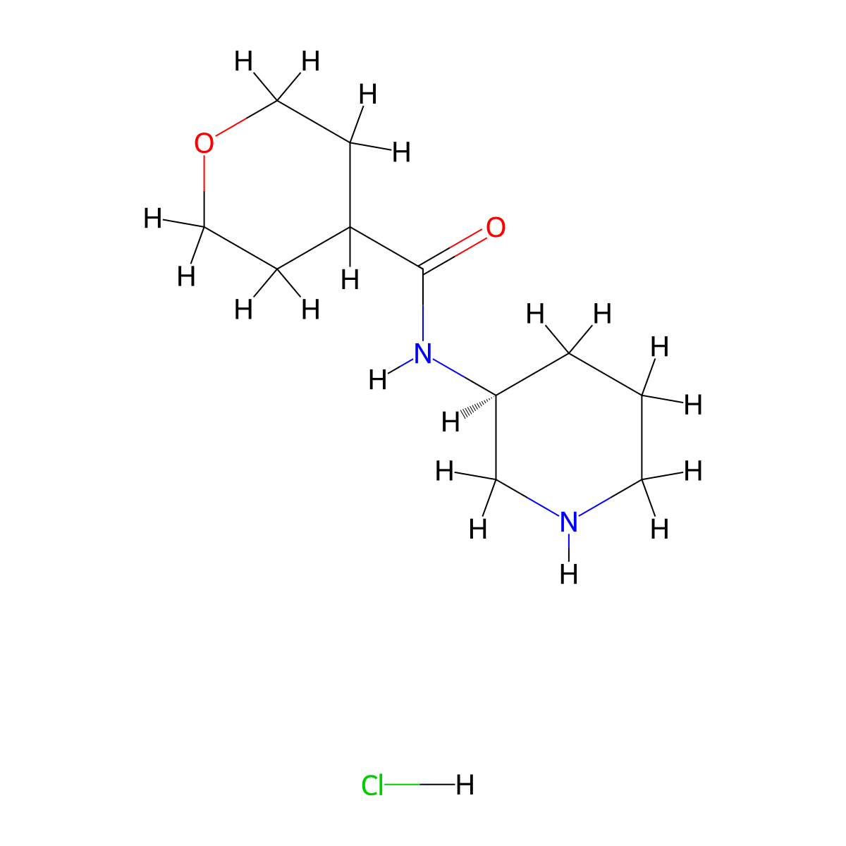 (S)-N-(Piperidin-3-yl)oxane-4-carboxamide hydrochloride molecular structure, CAS 1286207-76-8