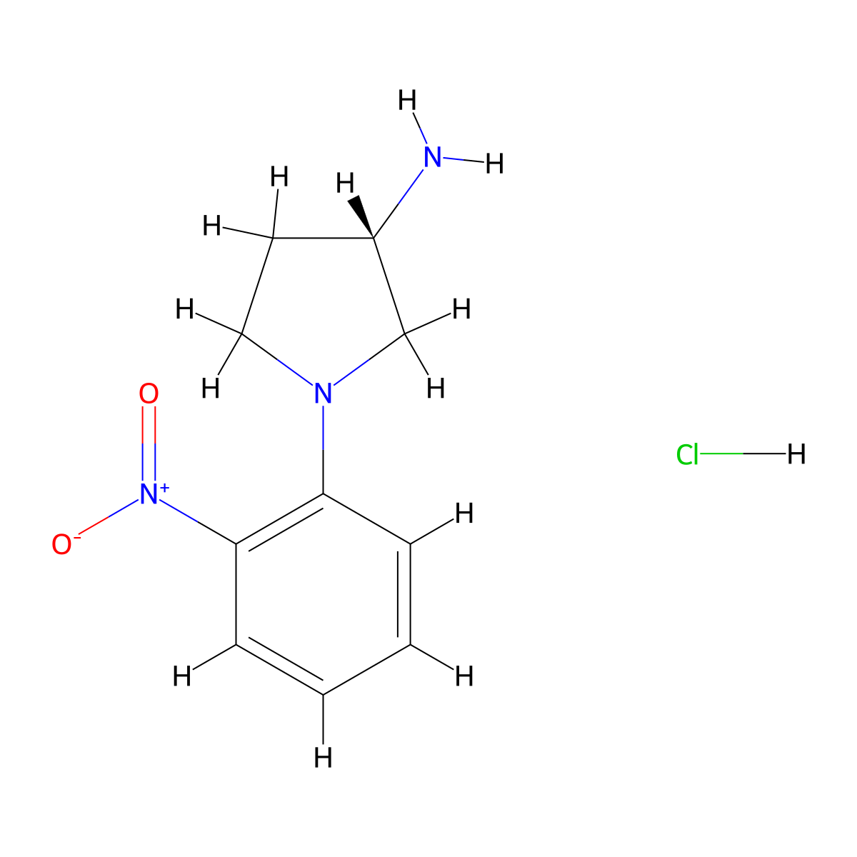 (S)-1-(2-Nitrophenyl)pyrrolidin-3-aminehydrochloride molecular structure, CAS 1286207-80-4