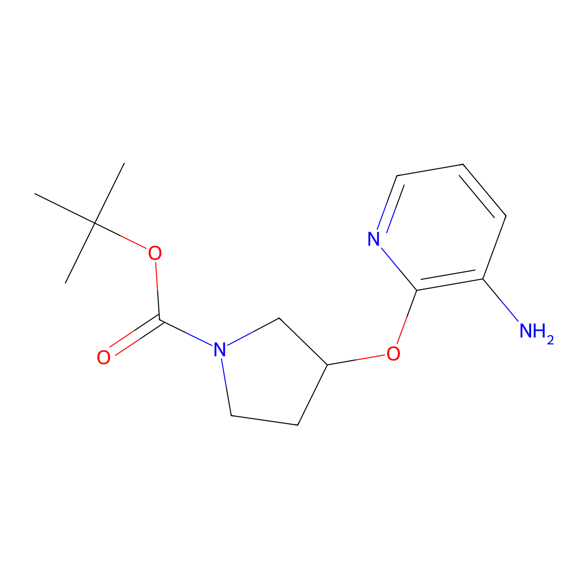 (S)-tert-Butyl 3-(3-aminopyridin-2-yloxy)pyrrolidine-1-carboxylate molecular structure, CAS 1286207-82-6