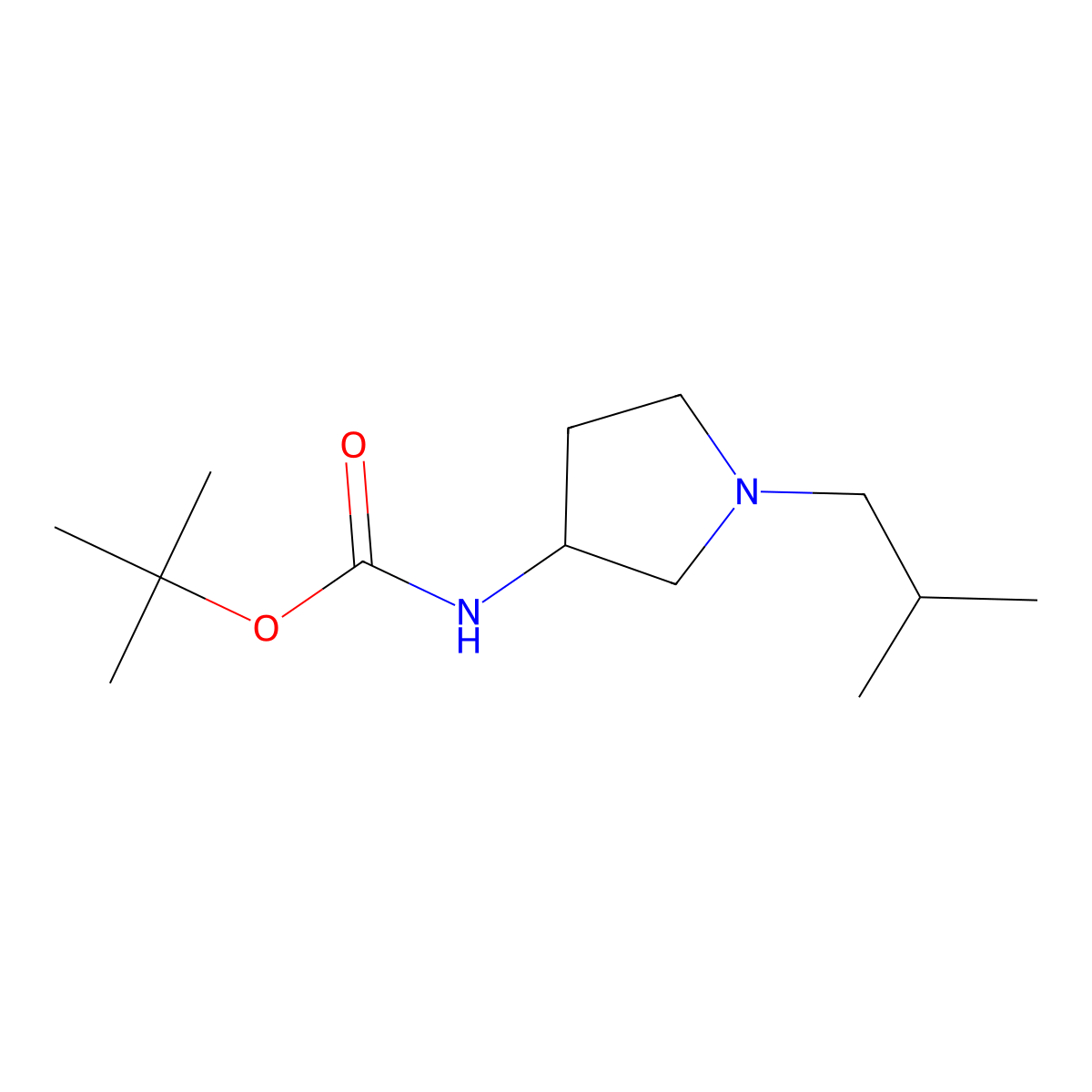 (S)-tert-Butyl 1-isobutylpyrrolidin-3-ylcarbamate molecular structure, CAS 1286207-83-7