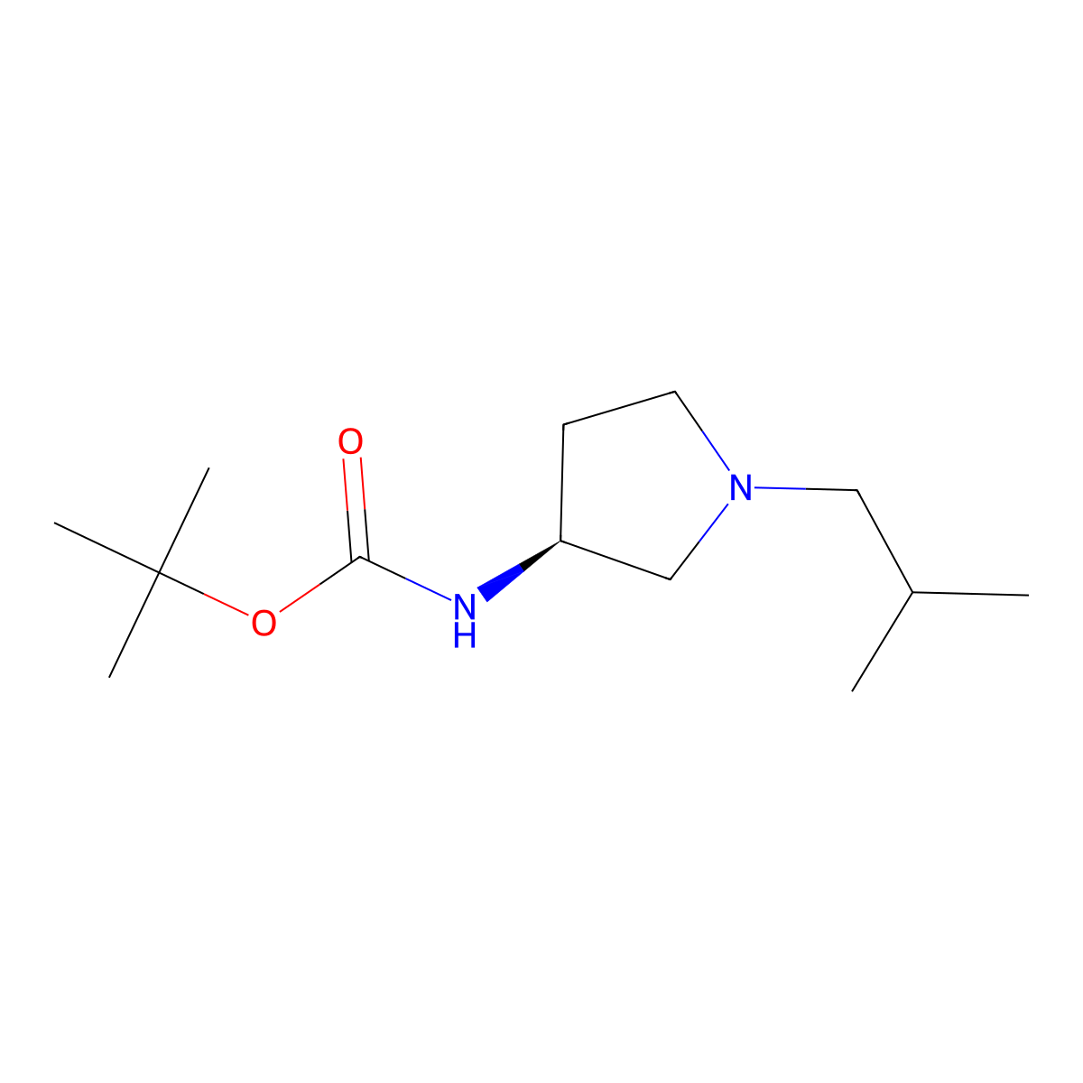 (S)-tert-Butyl 1-isobutylpyrrolidin-3-ylcarbamate molecular structure, CAS 1286207-83-7
