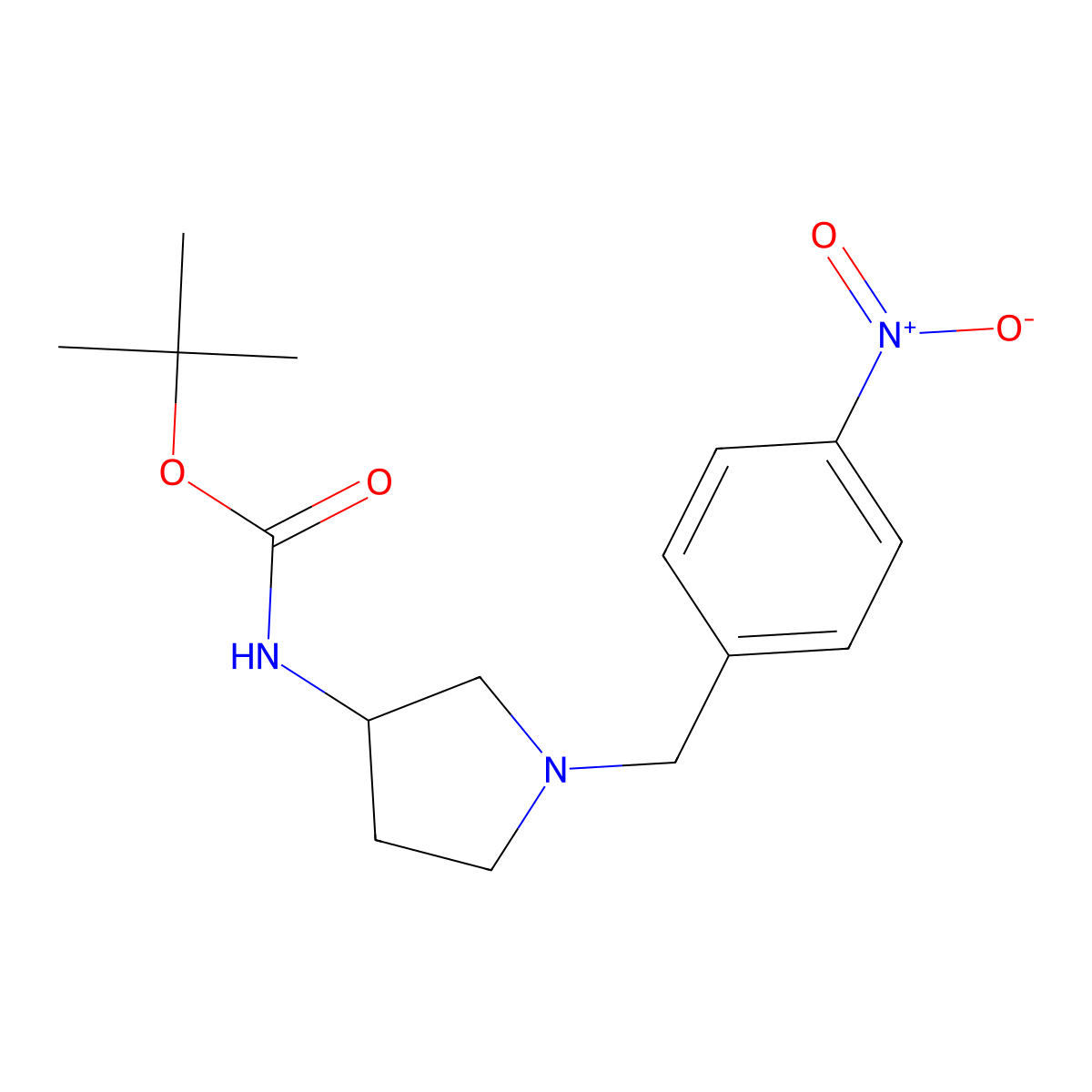 (R)-tert-Butyl 1-(4-nitrobenzyl)pyrrolidin-3-ylcarbamate molecular structure, CAS 1286207-84-8