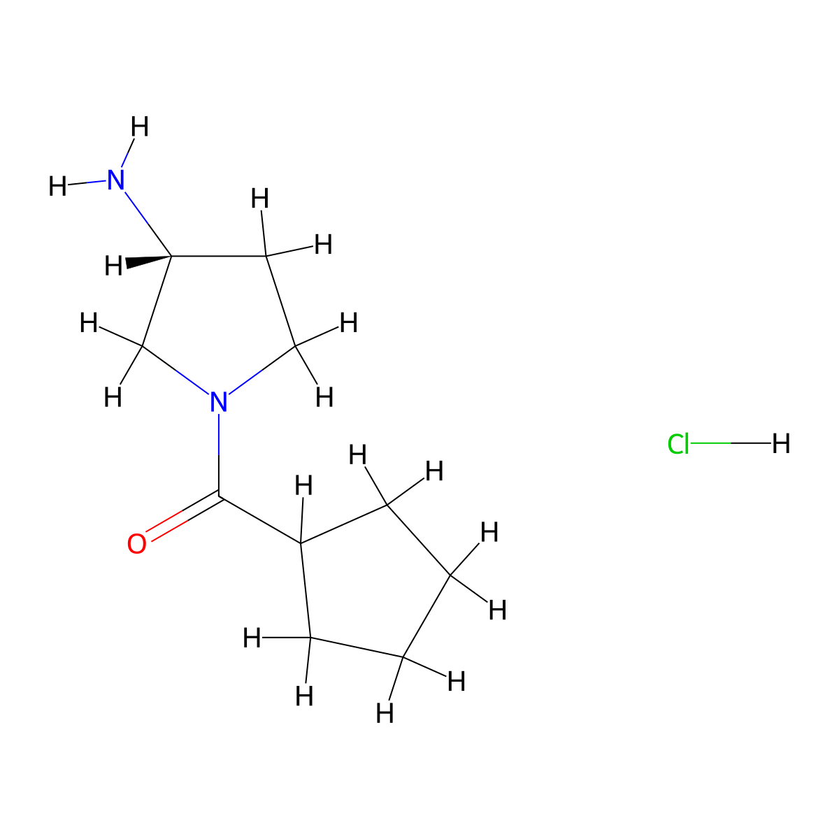 (R)-(3-Aminopyrrolidin-1-yl)(cyclopentyl)methanone hydrochloride molecular structure, CAS 1286207-85-9