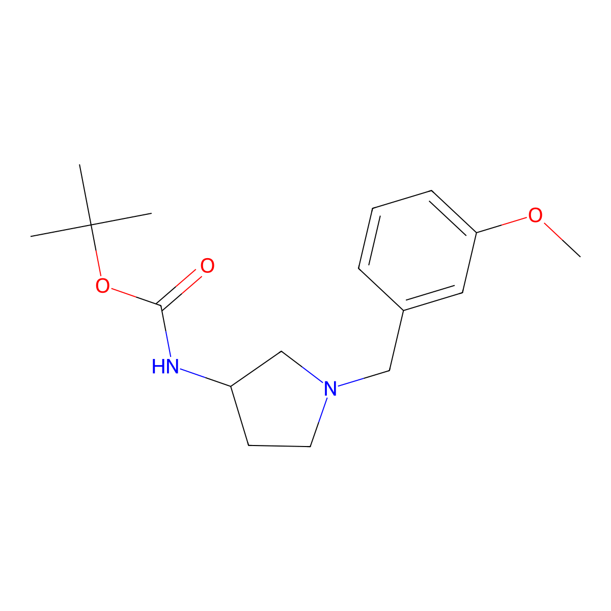(S)-tert-Butyl 1-(3-methoxybenzyl)pyrrolidin-3-ylcarbamate molecular structure, CAS 1286207-89-3
