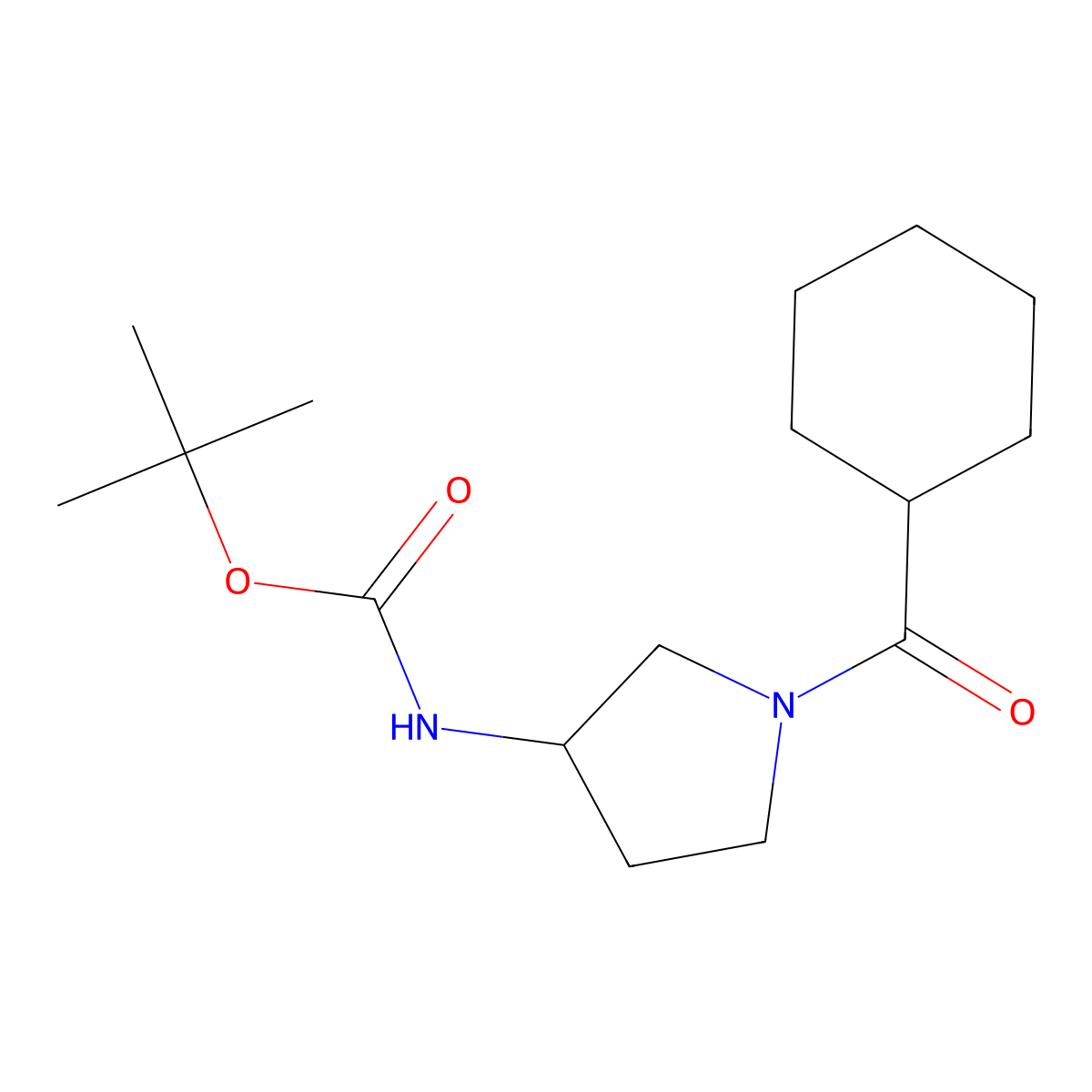 (R)-tert-Butyl 1-(cyclohexanecarbonyl)pyrrolidin-3-ylcarbamate molecular structure, CAS 1286207-95-1