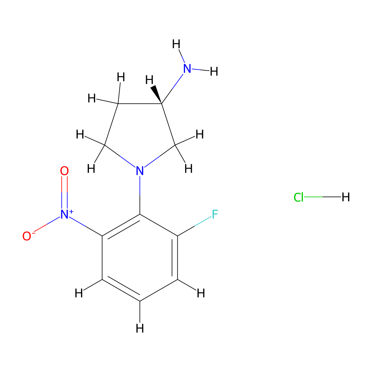 (S)-1-(2-Fluoro-6-nitrophenyl)pyrrolidin-3-amine hydrochloride molecular structure, CAS 1286208-00-1