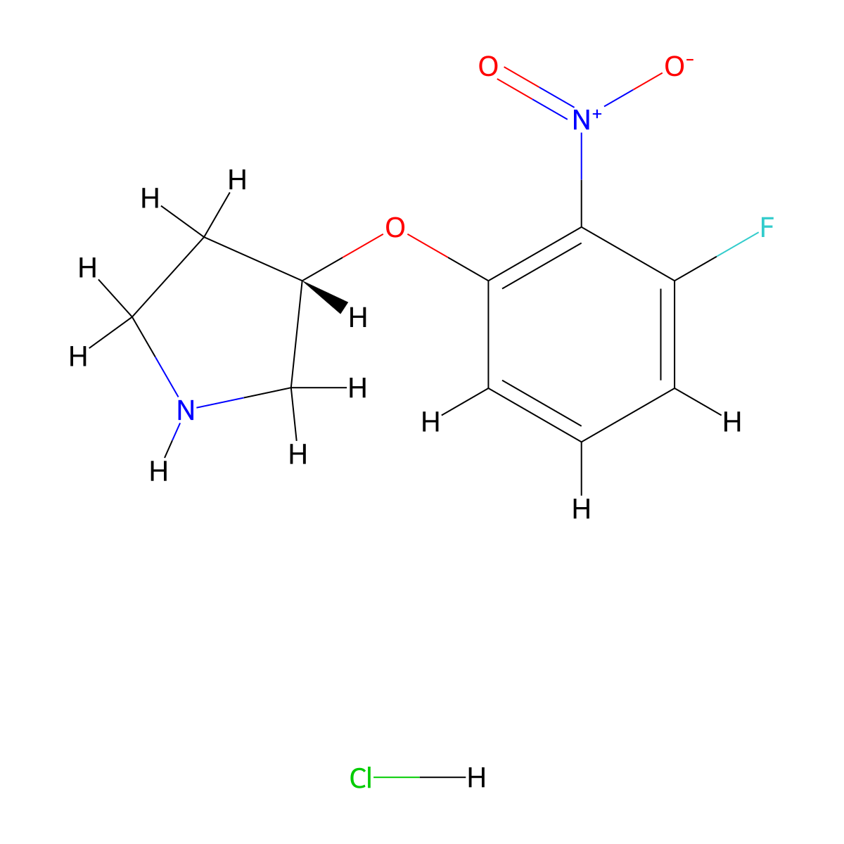 (S)-3-(3-Fluoro-2-nitrophenoxy)pyrrolidine hydrochloride molecular structure, CAS 1286208-06-7