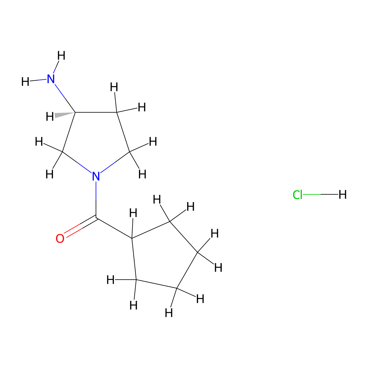(S)-(3-Aminopyrrolidin-1-yl)(cyclopentyl)methanone hydrochloride molecular structure, CAS 1286208-11-4