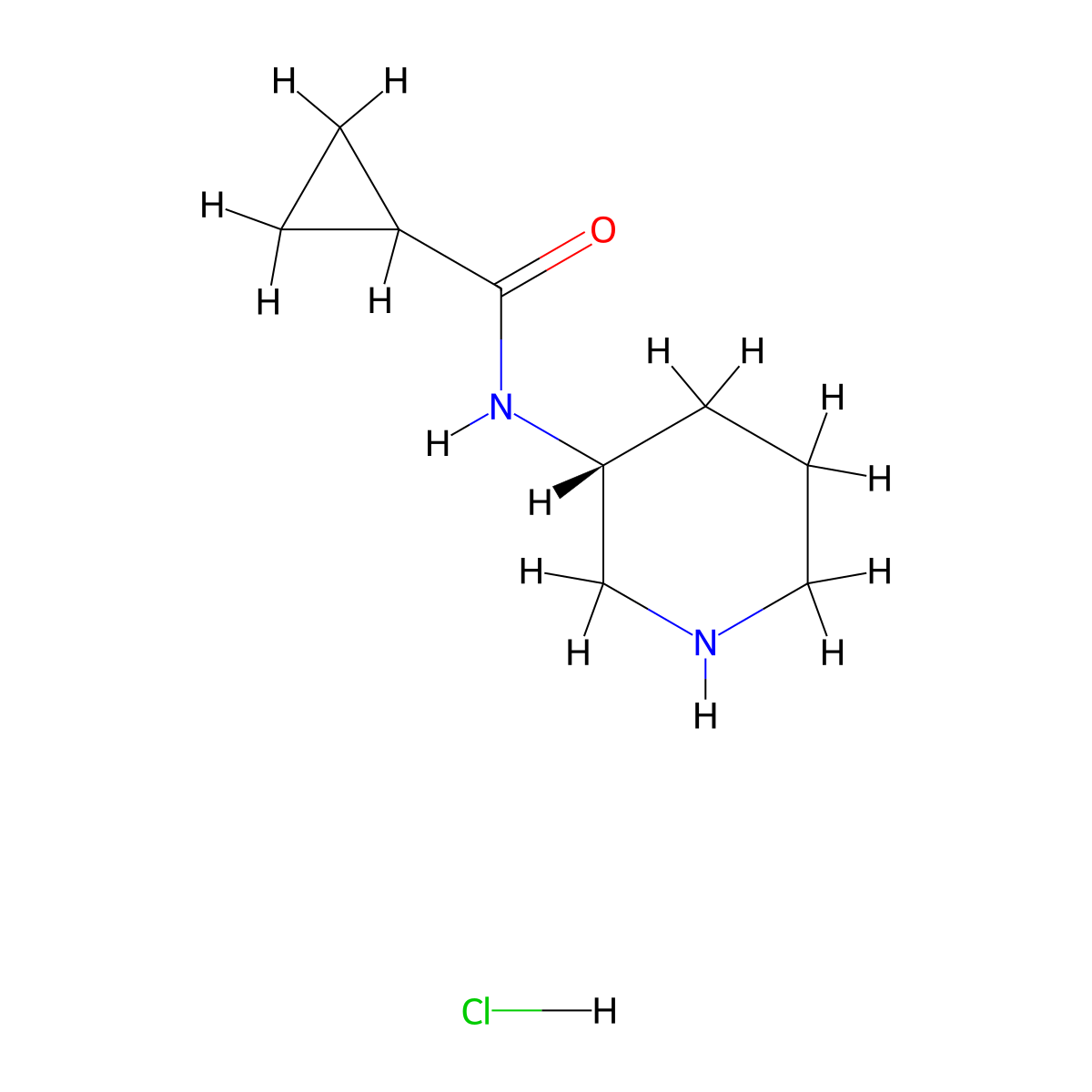 (R)-N-(Piperidin-3-yl)cyclopropanecarboxamide hydrochloride molecular structure, CAS 1286208-14-7