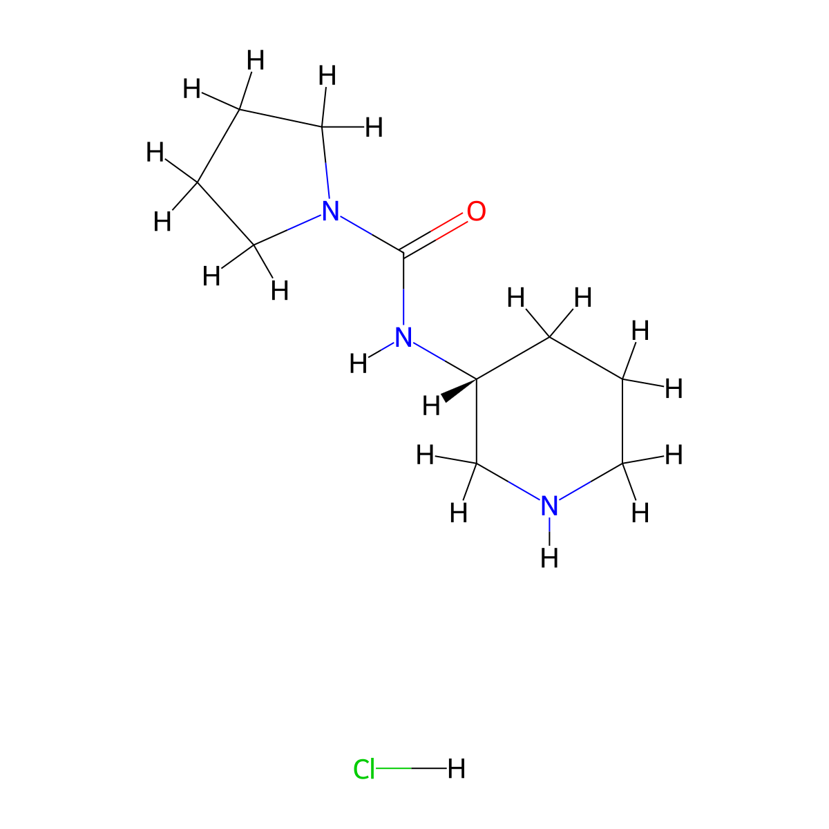 (R)-N-(Piperidin-3-yl)pyrrolidine-1-carboxamide hydrochloride molecular structure, CAS 1286208-15-8