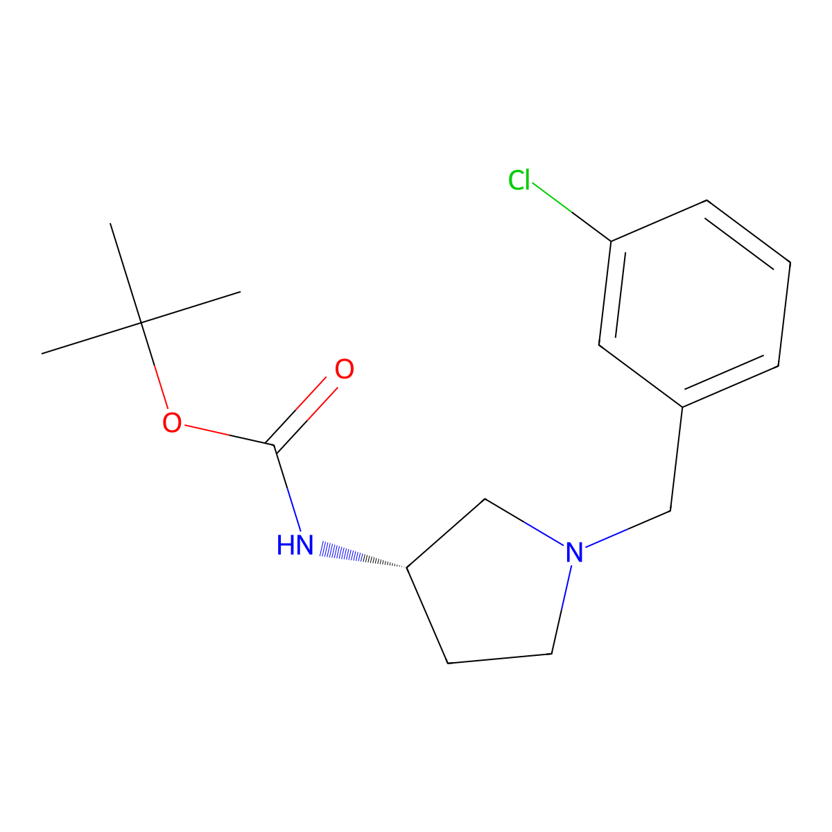 (S)-tert-Butyl 1-(3-chlorobenzyl)pyrrolidin-3-ylcarbamate molecular structure, CAS 1286208-16-9