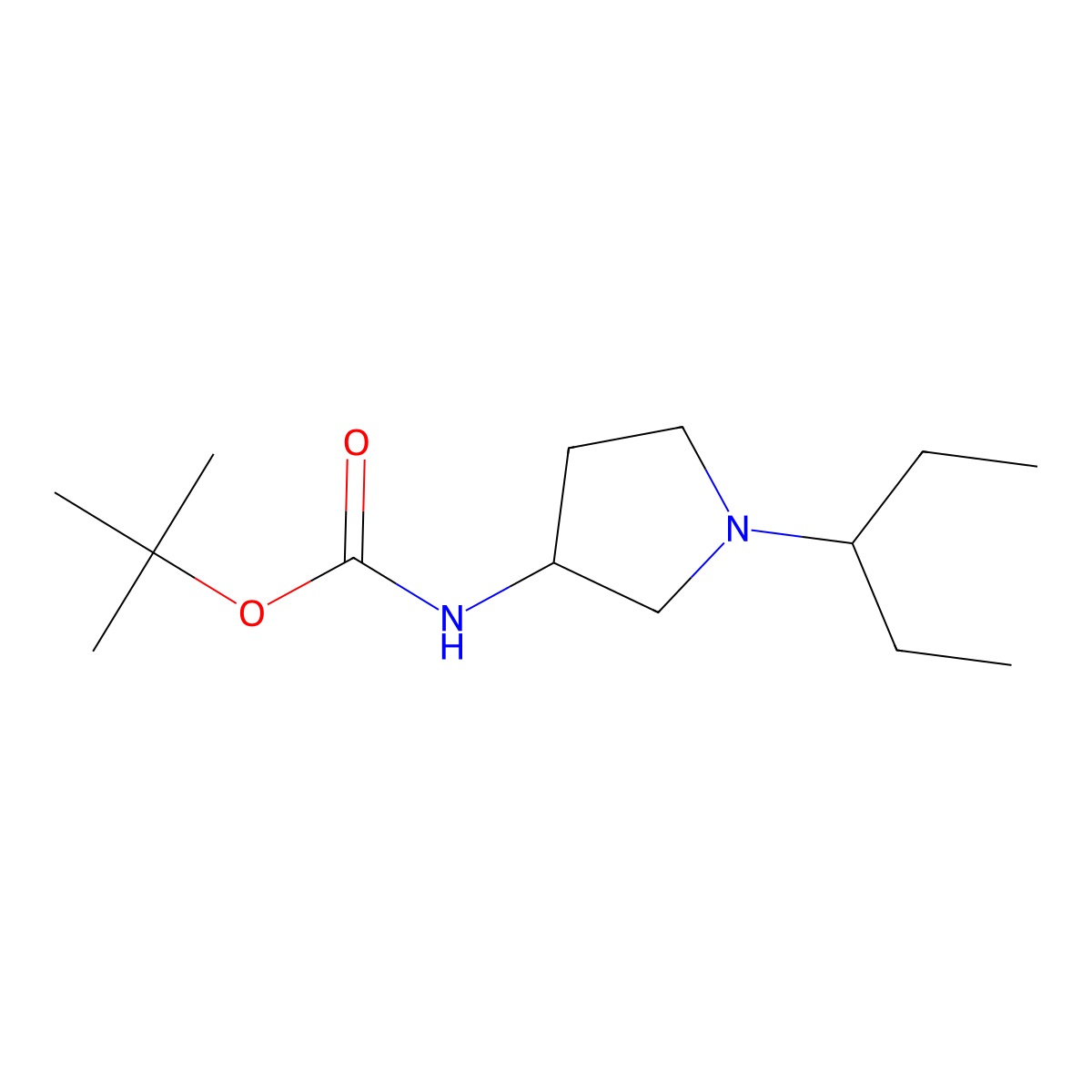 (S)-tert-Butyl 1-(pentan-3-yl)pyrrolidin-3-ylcarbamate molecular structure, CAS 1286208-23-8