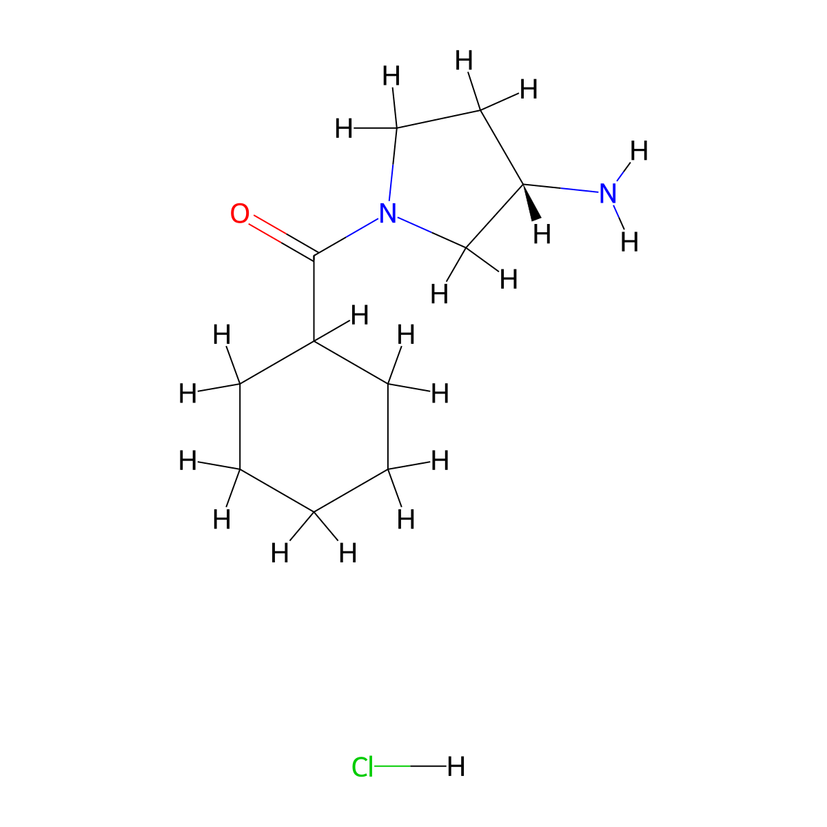 (S)-(3-Aminopyrrolidin-1-yl)(cyclohexyl)methanone hydrochloride molecular structure, CAS 1286208-29-4