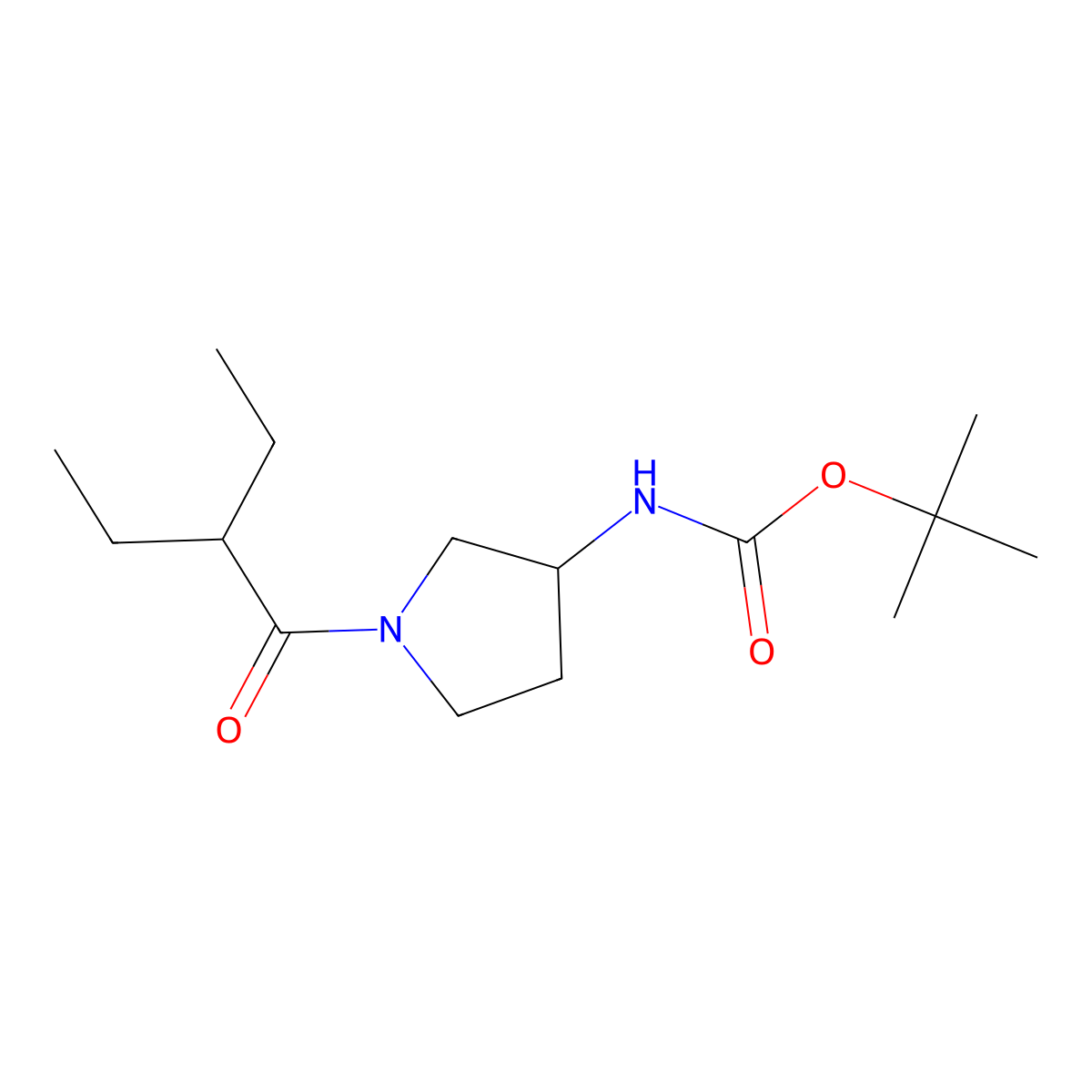 (S)-tert-Butyl 1-(2-ethylbutanoyl)pyrrolidin-3-ylcarbamate molecular structure, CAS 1286208-35-2