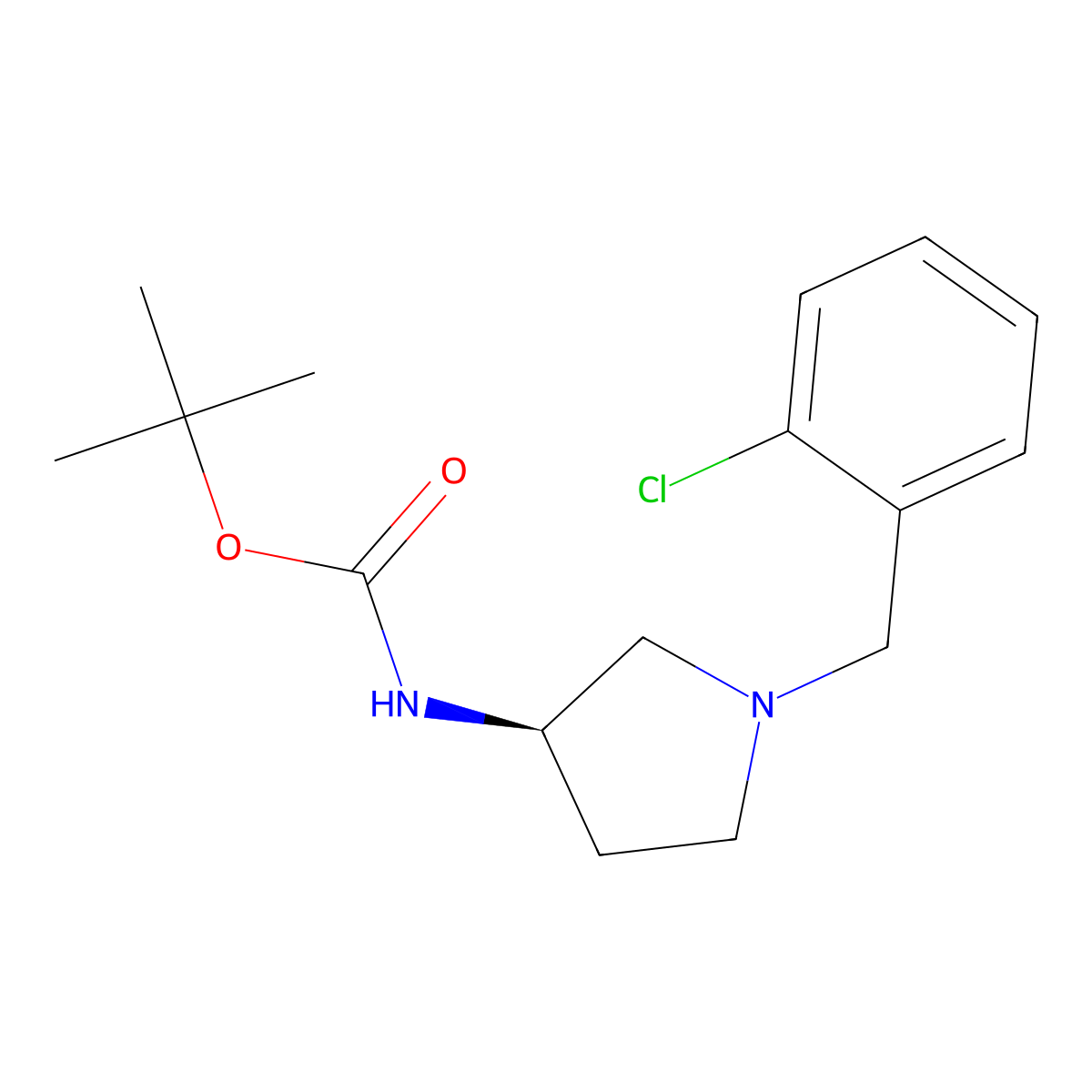 (R)-tert-Butyl 1-(2-chlorobenzyl)pyrrolidin-3-ylcarbamate molecular structure, CAS 1286208-38-5