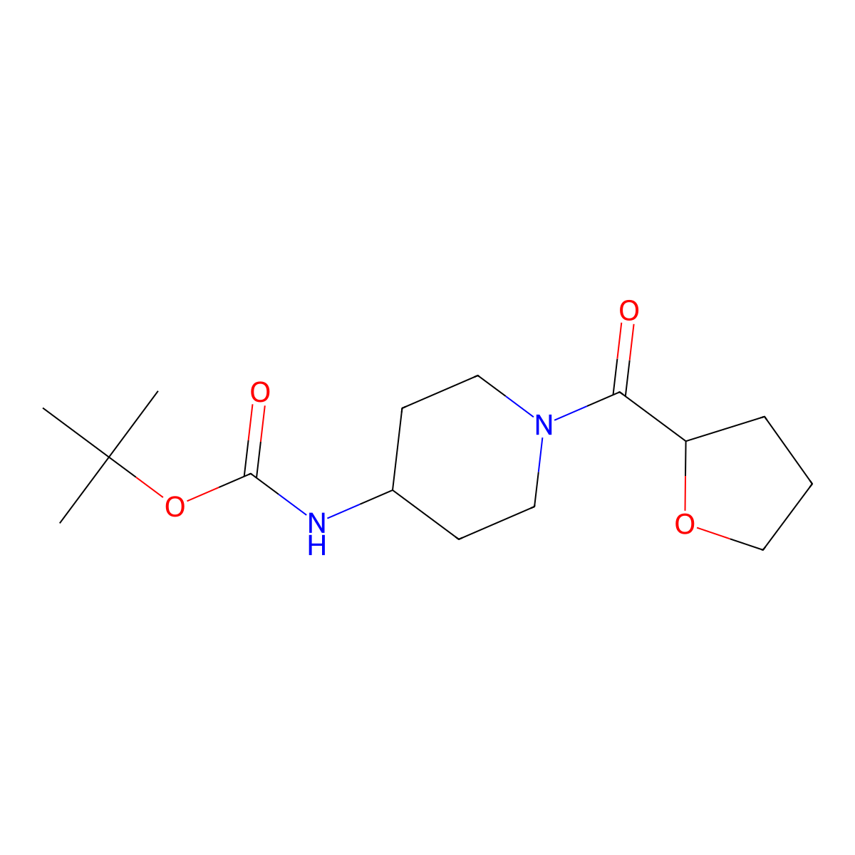 (S)-tert-Butyl 1-(tetrahydrofuran-2-carbonyl)piperidin-4-ylcarbamate molecular structure, CAS 1286208-39-6