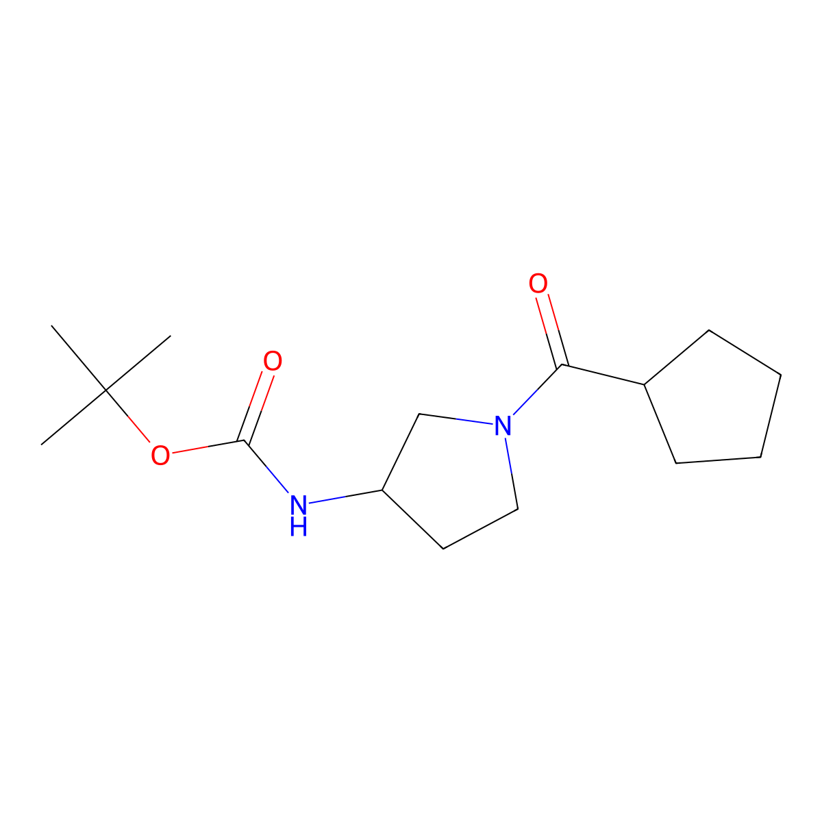 (S)-tert-Butyl 1-(cyclopentanecarbonyl)pyrrolidin-3-ylcarbamate molecular structure, CAS 1286208-41-0