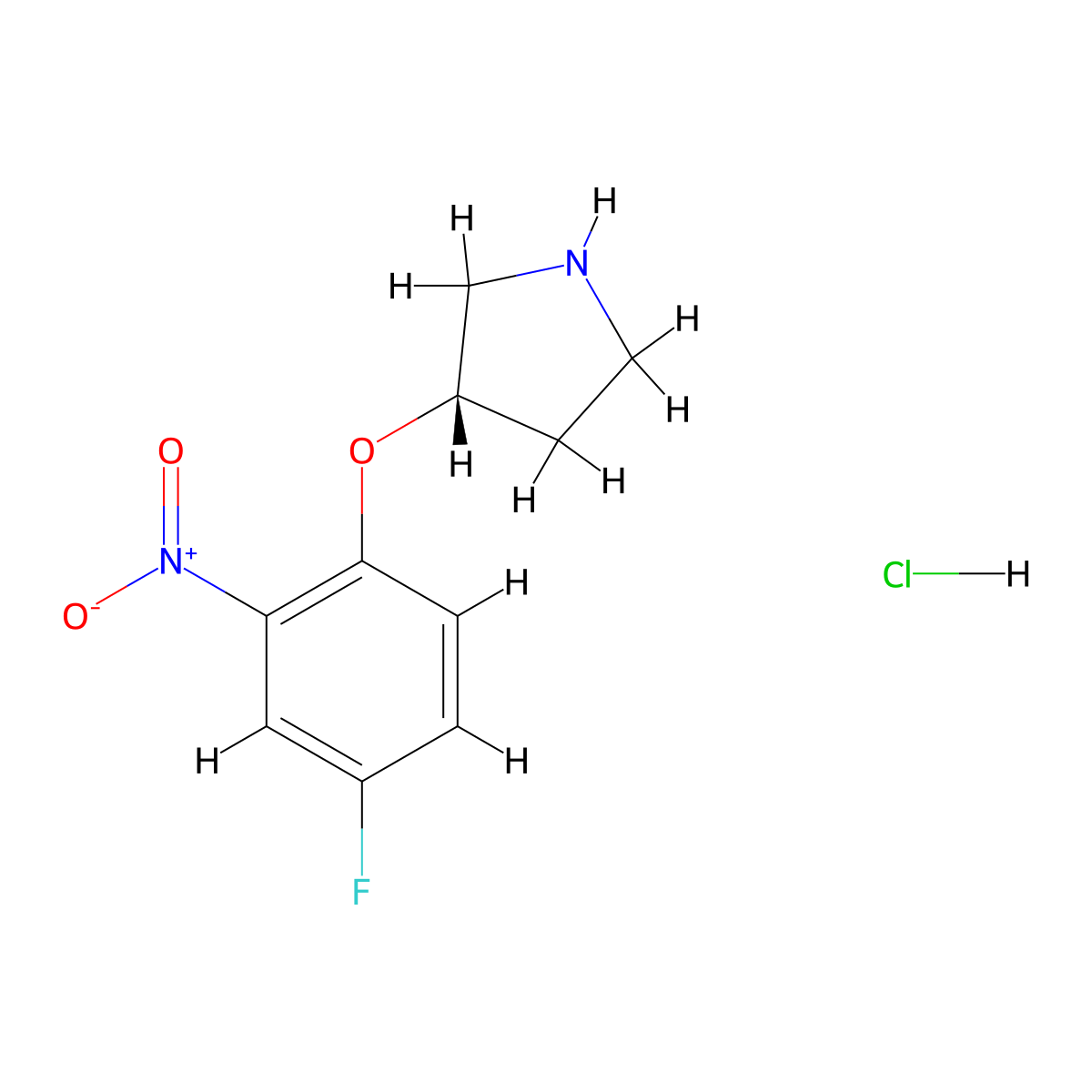 (S)-3-(4-Fluoro-2-nitrophenoxy)pyrrolidine hydrochloride molecular structure, CAS 1286208-42-1