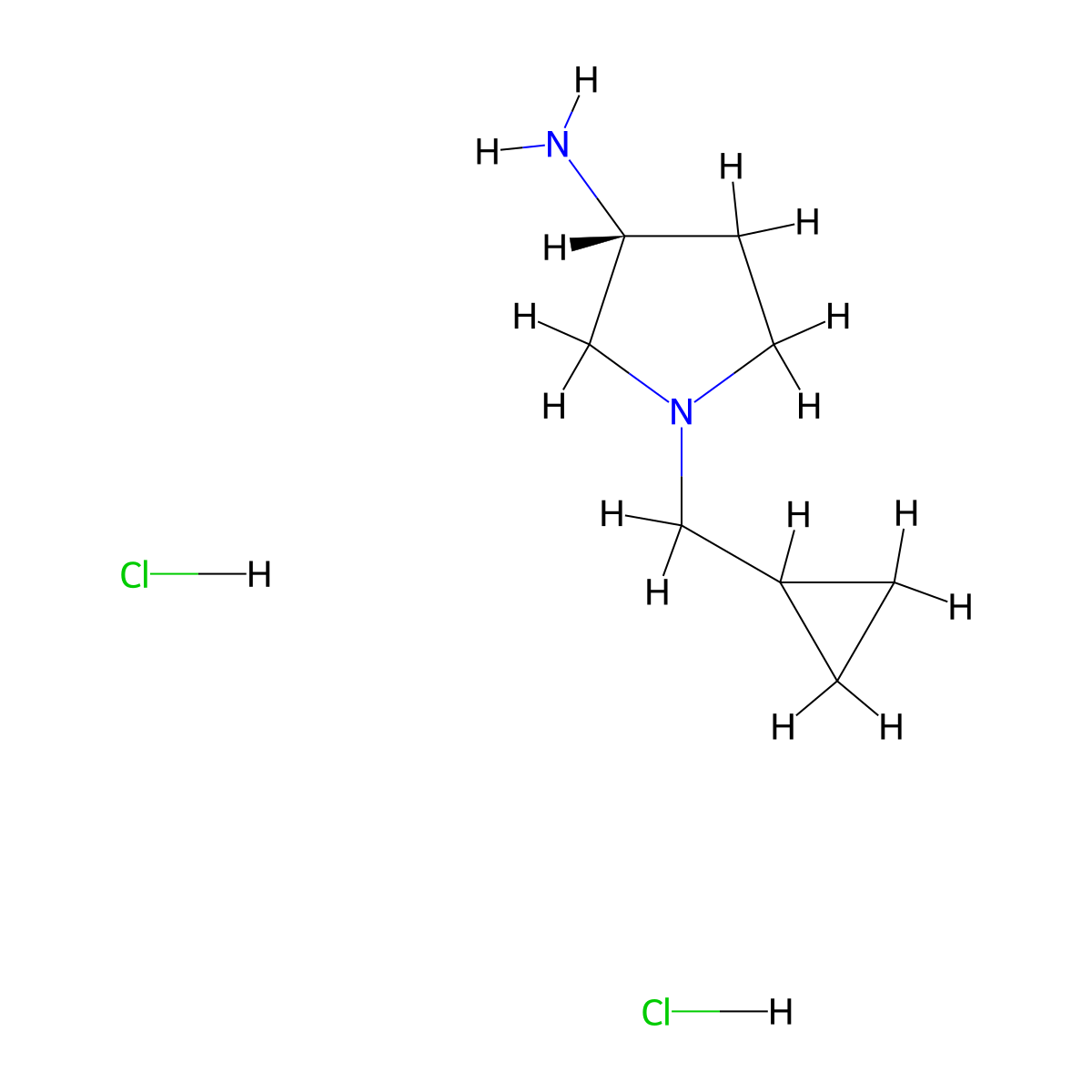 (R)-1-(Cyclopropylmethyl)pyrrolidin-3-amine dihydrochloride molecular structure, CAS 1286208-43-2