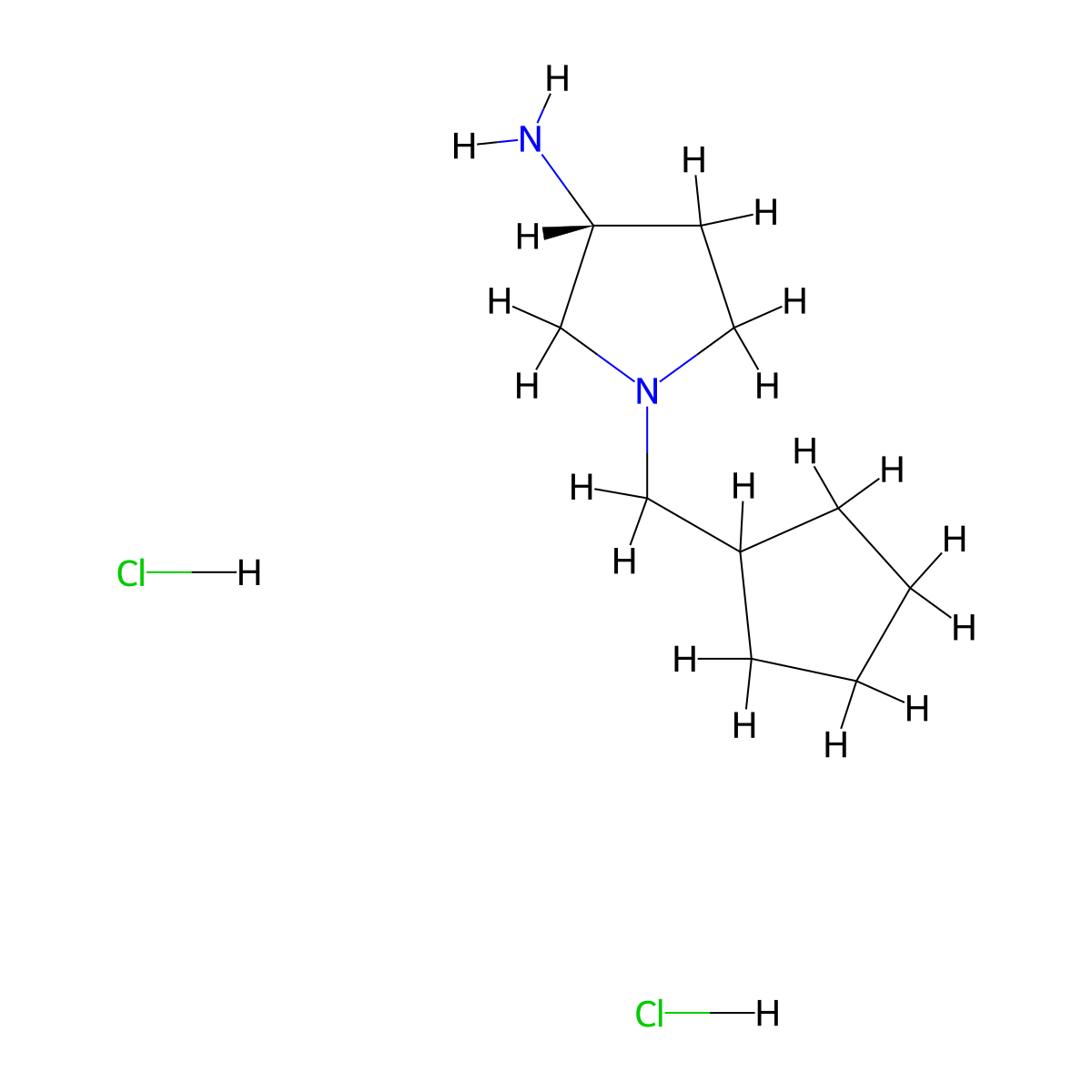 (R)-1-(Cyclopentylmethyl)pyrrolidin-3-amine dihydrochloride molecular structure, CAS 1286208-46-5